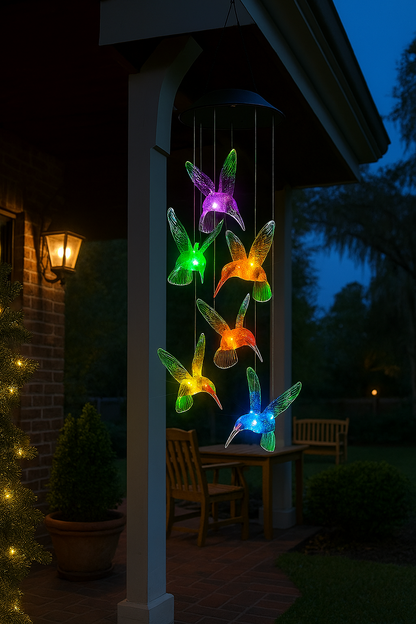 1Pc Solar Light Hummingbird Wind Chimes Outdoor Decor Yard Decor for Christmas Gardening Gift Birthday Gift Halloween Decoration