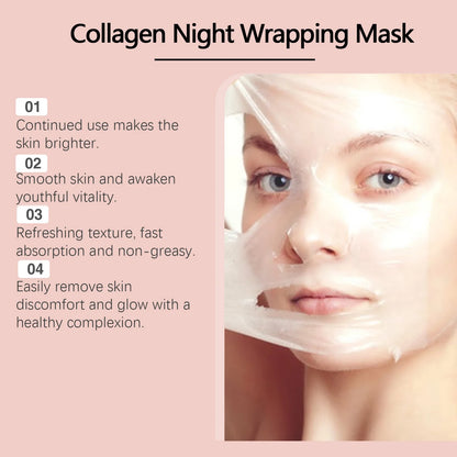 Collagen Peel Off Facial Mask Removes Blackheads & Oil Deeply Moisturizes Shrinks Pores Smoothes Fine Lines Brightens Skin Tone