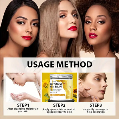 Bee Venom Firming and Lifting Cream - 80g, 2 Minutes Absorbent, Non-Greasy and Moisturizing, Suitable for Light Skin Tone, Alcohol-Free Formula, Brightening Evenly and Shiny