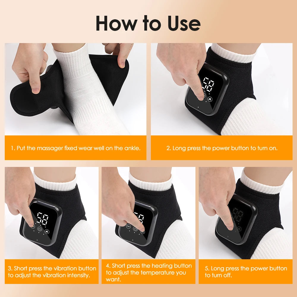 Electric Ankle Heat Massager Vibrator Foot Heating Wrist Band Guard Wrap Pad Sports Fitness Joint Care Heating Bracer Heath Care