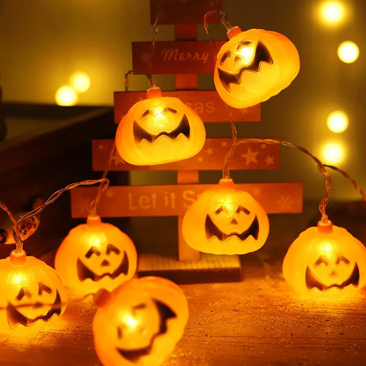 Pumpkin LED Light String Halloween Decoration Easter Party Horror Halloween Lamp Props Outdoor Party Decor Colored Battery Light