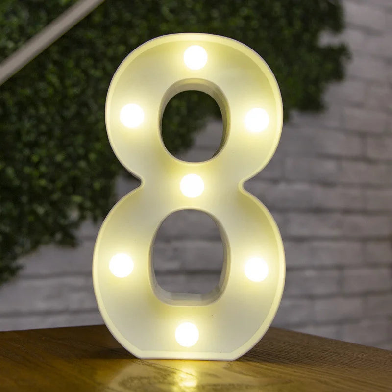 Alphabet Letter LED Nights Lights Number Lamp Decor Party Room Birthday Wall Wedding Home Decorations Personalised Ornaments