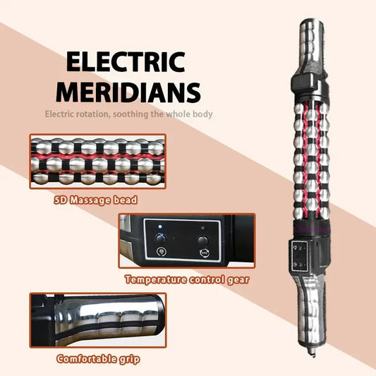 Muscle Relaxation Massage Roller With Red Light Deep Hot Compress Meridian Dredging Massage Stick To Relieve Muscle Soreness