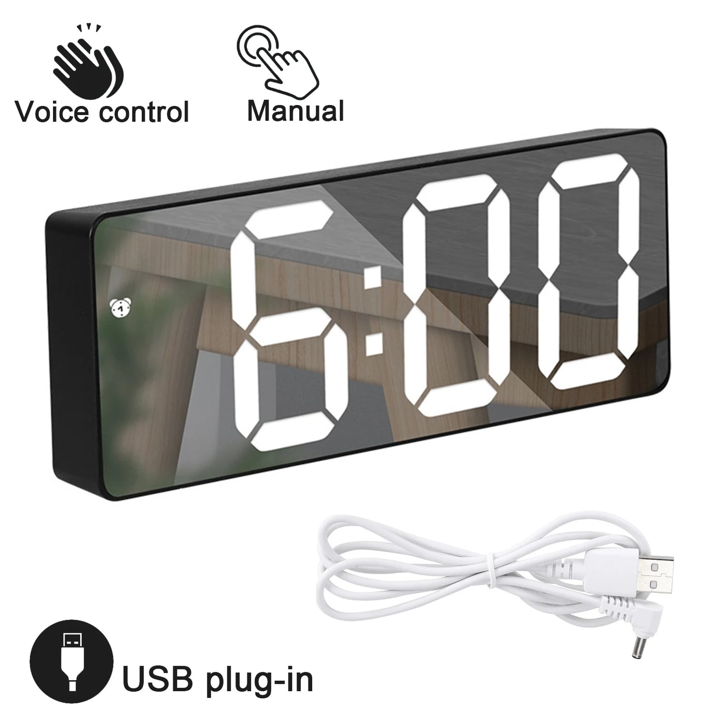Latest Digital Clock LED Alarm Clock Bedroom Electronic Desktop Clock With Temperature Display Adjustable Brightness 12/24 Hours