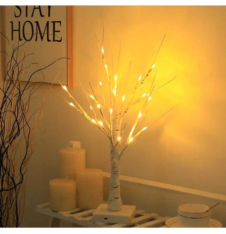 25LED DIY Birch Tree Lights USB Powered Decorative Lamp Indoor Outdoor for Wedding Home Party Landscape Lighting