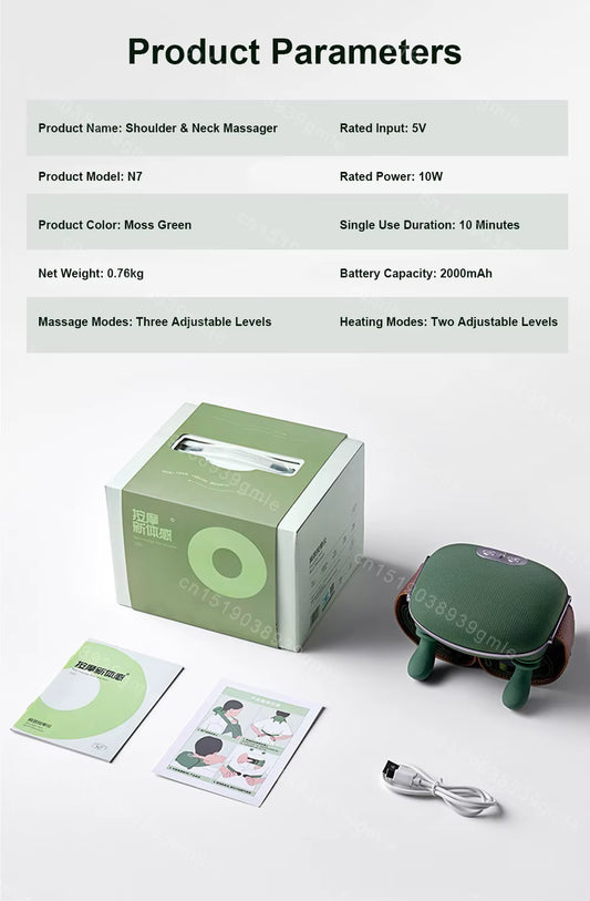 Neck Massager Red Light Hot Compress Cervical Spine Massager Shoulder Neck.health care.relaxation Shiatsu Kneading Trapezius Massage Relax Pain Relief